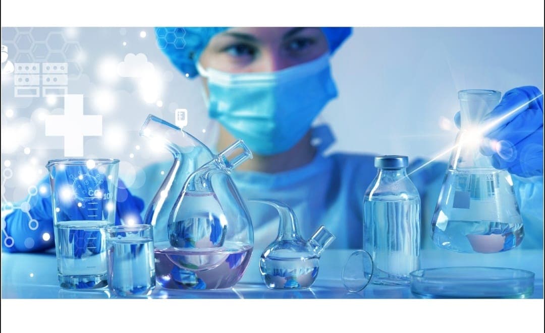 Pharmaceutical laboratory glassware and sterile research environment