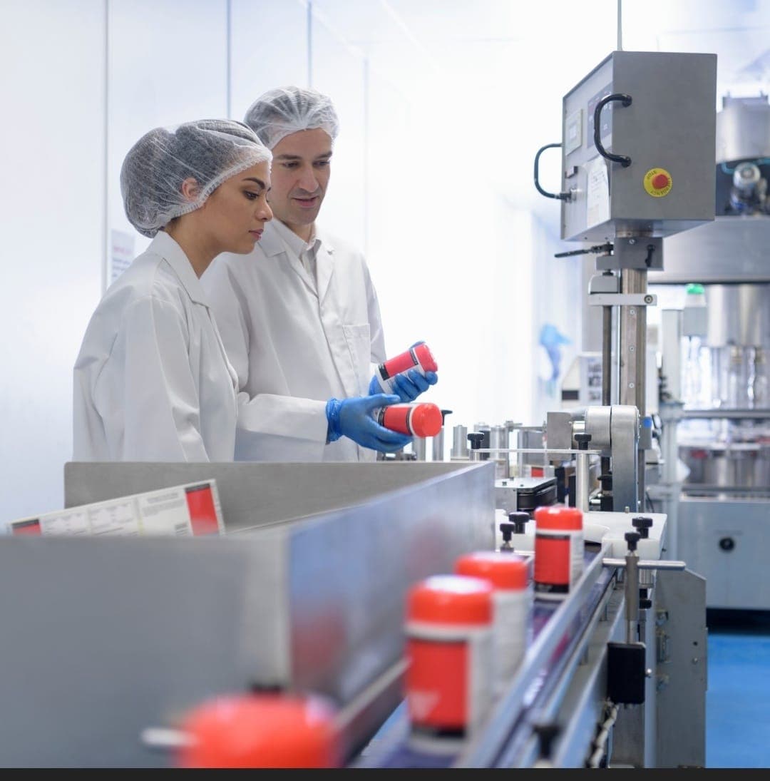 Quality inspection of finished pharmaceutical bottles on the production line